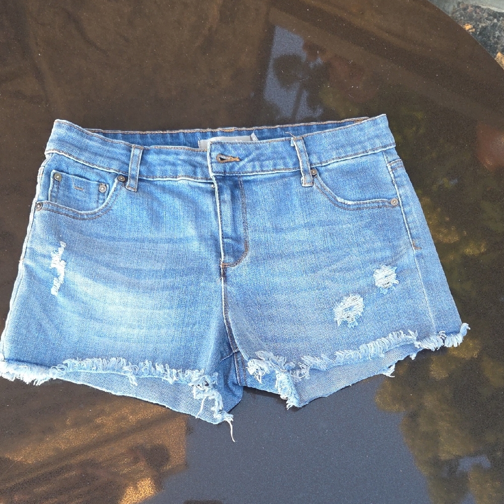 Tractr Light Blue Distressed Jean Shorts